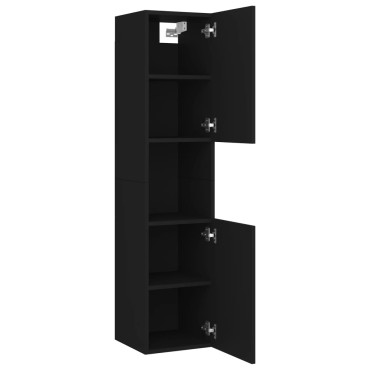vidaXL Στήλη Μπάνιου Μαύρη 30x30x130cm από Επεξ. Ξύλο
