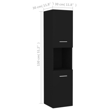 vidaXL Στήλη Μπάνιου Μαύρη 30x30x130cm από Επεξ. Ξύλο