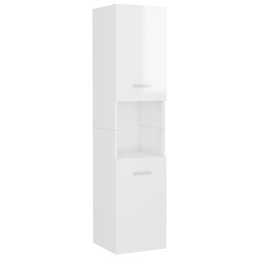 vidaXL Στήλη Μπάνιου Γυαλιστερό Λευκό 30x30x130cm από Επεξ. Ξύλο