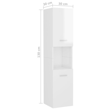 vidaXL Στήλη Μπάνιου Γυαλιστερό Λευκό 30x30x130cm από Επεξ. Ξύλο