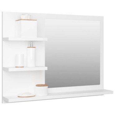 vidaXL Καθρέφτης Μπάνιου Λευκός 60x10,5x45cm Επεξ. Ξύλο 1 τεμ.