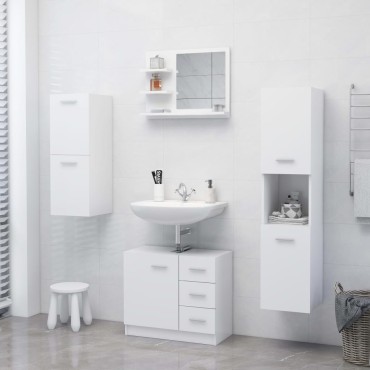 vidaXL Καθρέφτης Μπάνιου Λευκός 60x10,5x45cm Επεξ. Ξύλο 1 τεμ.