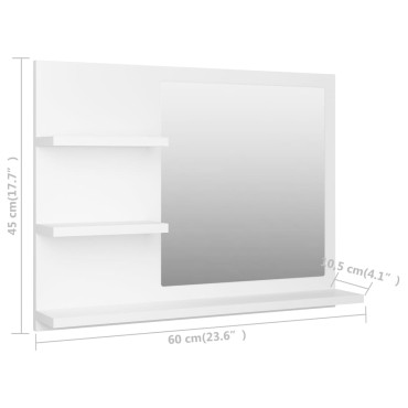 vidaXL Καθρέφτης Μπάνιου Λευκός 60x10,5x45cm Επεξ. Ξύλο 1 τεμ.
