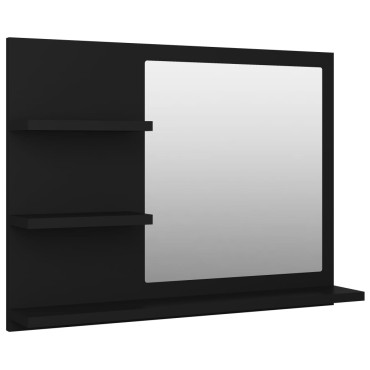 vidaXL Καθρέφτης Μπάνιου Μαύρος 60x10,5x45cm Επεξ. Ξύλο 1 τεμ.