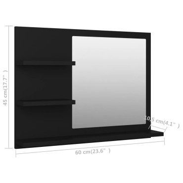 vidaXL Καθρέφτης Μπάνιου Μαύρος 60x10,5x45cm Επεξ. Ξύλο 1 τεμ.