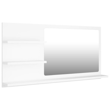 vidaXL Καθρέφτης Μπάνιου Λευκός 90x10,5x45cm Επεξ. Ξύλο 1 τεμ.
