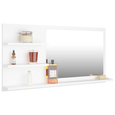 vidaXL Καθρέφτης Μπάνιου Λευκός 90x10,5x45cm Επεξ. Ξύλο 1 τεμ.