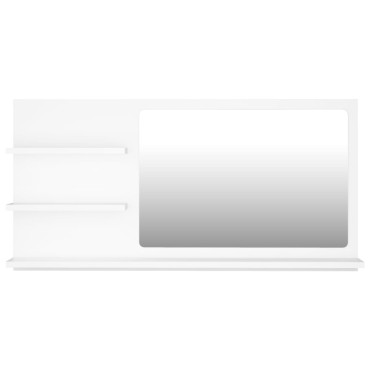 vidaXL Καθρέφτης Μπάνιου Λευκός 90x10,5x45cm Επεξ. Ξύλο 1 τεμ.
