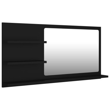 vidaXL Καθρέφτης Μπάνιου Μαύρος 90x10,5x45cm Επεξ. Ξύλο 1 τεμ.