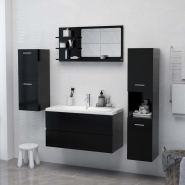 vidaXL Καθρέφτης Μπάνιου Μαύρος 90x10,5x45cm Επεξ. Ξύλο 1 τεμ.