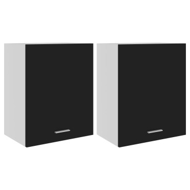 vidaXL Ντουλάπια Κρεμαστά Lyon 2 τεμ. Μαύρα 50x31x60cm από Επεξ. Ξύλο