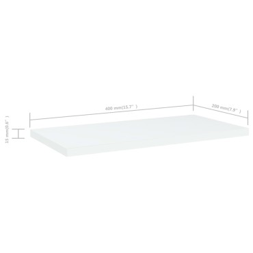 vidaXL Ράφια Βιβλιοθήκης 4 τεμ. Λευκά 40x20x1,5cm από Επεξ.Ξύλο