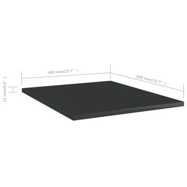 vidaXL Ράφια Βιβλιοθήκης 8 τεμ. Γυαλ. Μαύρο 40x50x1,5cm Επεξ.Ξύλο