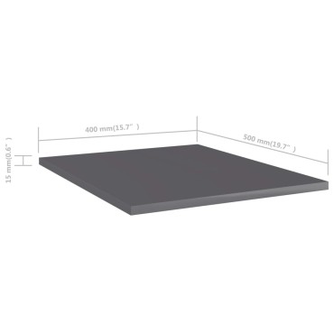 vidaXL Ράφια Βιβλιοθήκης 8 τεμ. Γυαλ. Γκρι 40x50x1,5cm Επεξ.Ξύλο