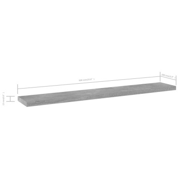vidaXL Ράφια Βιβλιοθήκης 4 τεμ. Γκρι Σκυροδ. 60x10x1,5cm Επεξ.Ξύλο