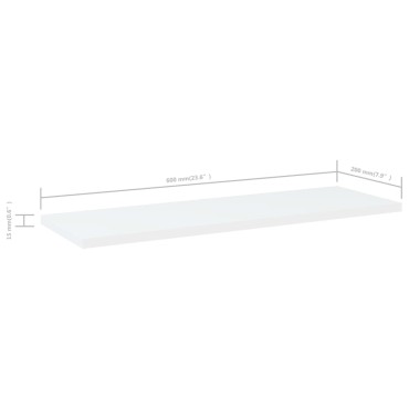 vidaXL Ράφια Βιβλιοθήκης 4 τεμ. Λευκά 60x20x1,5cm από Επεξ.Ξύλο