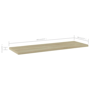 vidaXL Ράφια Βιβλιοθήκης 4 τεμ. Sonoma Δρυς 60x20x1,5cm Μοριοσανίδα