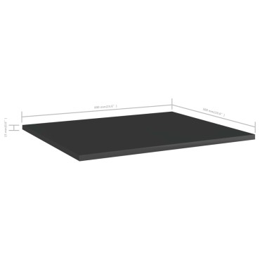 vidaXL Ράφια Βιβλιοθήκης 8 τεμ. Γυαλ. Μαύρο 60x50x1,5cm Επεξ. Ξύλο