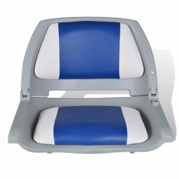 vidaXL Αναδιπλούμενο Κάθισμα Βάρκας με Μπλε/Λευκό Μαξιλάρι 48x51x41εκ.