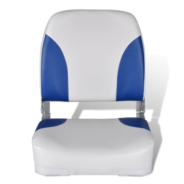 vidaXL Αναδιπλούμενο Κάθισμα Βάρκας με Μαξιλάρι Μπλε-Λευκό 41x36x48εκ.