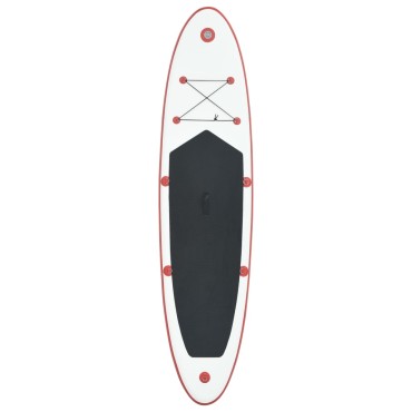vidaXL Σετ Σανίδας Stand Up Paddle / Surf Φουσκωτό Κόκκινο και Λευκό
