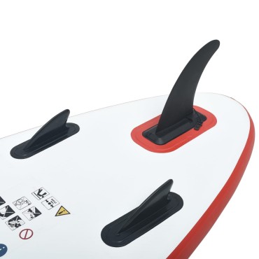 vidaXL Σετ Σανίδας Stand Up Paddle / Surf Φουσκωτό Κόκκινο και Λευκό
