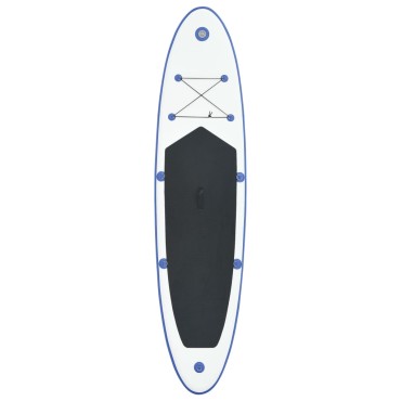vidaXL Σετ Σανίδας Stand Up Paddle / Surf Φουσκωτό Μπλε και Λευκό