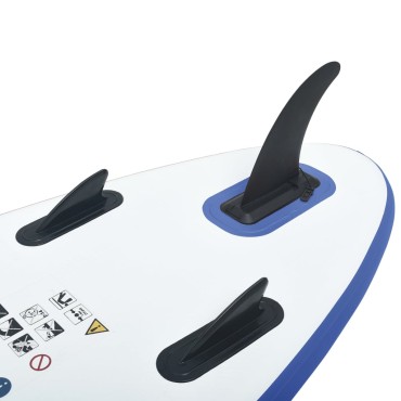 vidaXL Σετ Σανίδας Stand Up Paddle / Surf Φουσκωτό Μπλε και Λευκό