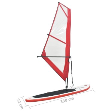 vidaXL Σανίδα SUP Φουσκωτή Σετ Κόκκινο / Λευκό με Πανί