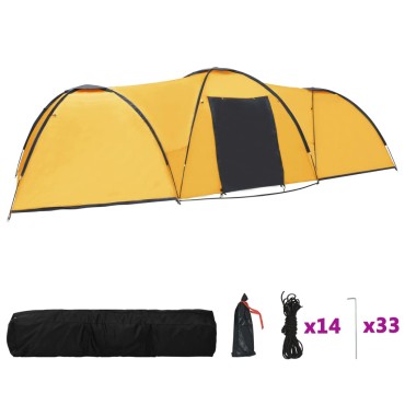 vidaXL Σκηνή Κάμπινγκ Ιγκλού 8 Ατόμων Κίτρινη 650 x 240 x 190 εκ.