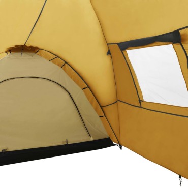 vidaXL Σκηνή Κάμπινγκ Ιγκλού 8 Ατόμων Κίτρινη 650 x 240 x 190 εκ.