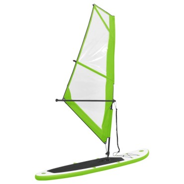 vidaXL Σανίδα SUP Φουσκωτή Σετ Πράσινο / Λευκό με Πανί