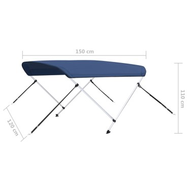 vidaXL Τέντα Σκάφους με 2 Αψίδες Μπλε 150x120x110 εκ.