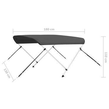 vidaXL Τέντα Σκάφους με 2 Αψίδες Ανθρακί 180x130x110 εκ.