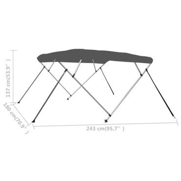 vidaXL Τέντα Σκάφους με 4 Αψίδες Ανθρακί 243x180x137 εκ.