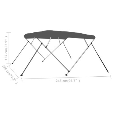 vidaXL Τέντα Σκάφους με 4 Αψίδες Ανθρακί 243x196x137 εκ.