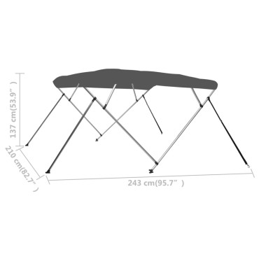 vidaXL Τέντα Σκάφους με 4 Αψίδες Ανθρακί 243x210x137 εκ.