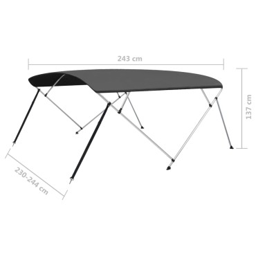 vidaXL Τέντα Σκάφους με 4 Αψίδες Ανθρακί 243x(230-244)x137  εκ.