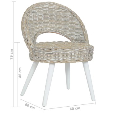 vidaXL Πολυθρόνα Λευκή από Ρατάν Kubu 60x60x79cm 1 τεμ.