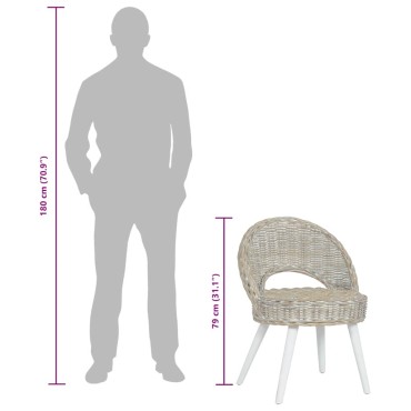 vidaXL Πολυθρόνα Λευκή από Ρατάν Kubu 60x60x79cm 1 τεμ.