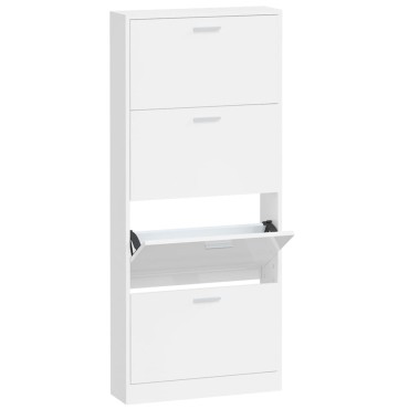 vidaXL Παπουτσοθήκη Γυαλιστερό Λευκό 59x17x150cm Επεξεργασμένο Ξύλο
