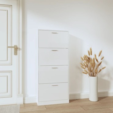vidaXL Παπουτσοθήκη Γυαλιστερό Λευκό 59x17x150cm Επεξεργασμένο Ξύλο