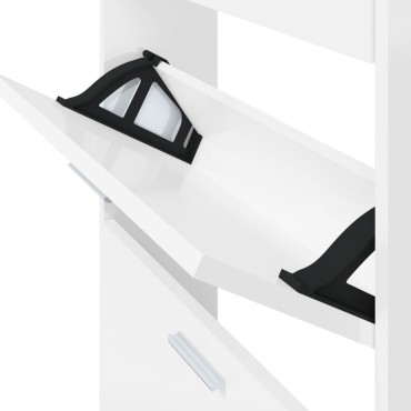 vidaXL Παπουτσοθήκη Γυαλιστερό Λευκό 59x17x150cm Επεξεργασμένο Ξύλο