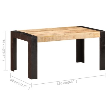 vidaXL Τραπεζαρία 160x80x76cm από Μασίφ Ξύλο Μάνγκο 1 τεμ.
