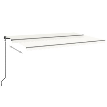 vidaXL Τέντα Συρόμενη Χειροκίνητη με LED Κρεμ 500 x 350 εκ.