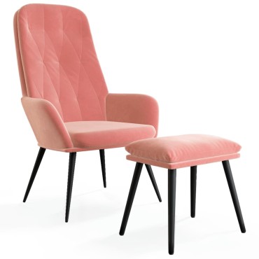 vidaXL Πολυθρόνα Relax με Υποπόδιο Ροζ Βελούδινη 70x77x98cm 1 τεμ.