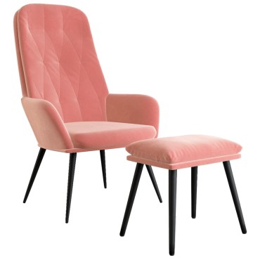 vidaXL Πολυθρόνα Relax με Υποπόδιο Ροζ Βελούδινη 70x77x98cm 1 τεμ.