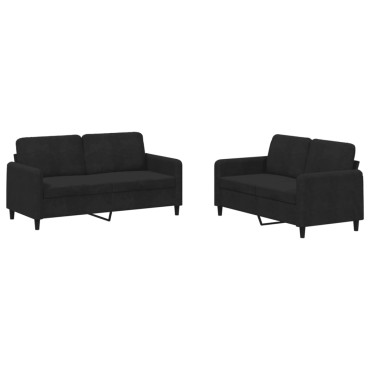 vidaXL Σετ Σαλονιού 2 τεμ. Μαύρο Βελούδινο 138x77x80cm  Διθέσιος