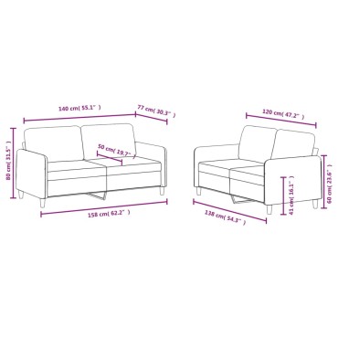 vidaXL Σετ Σαλονιού 2 τεμ. Μαύρο Βελούδινο 138x77x80cm  Διθέσιος