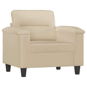 vidaXL Πολυθρόνα Κρεμ από Ύφασμα Μικροϊνών 90x77x80cm 1 τεμ. Γωνιακός